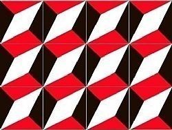 CUBO STAR RED BLACK 20Χ20 - ΧΕΙΡΟΠΟΙΗΤΟ ΠΛΑΚΑΚΙ VINTAGE ΔΑΠΕΔΟΥ / ΤΟΙΧΟΥ