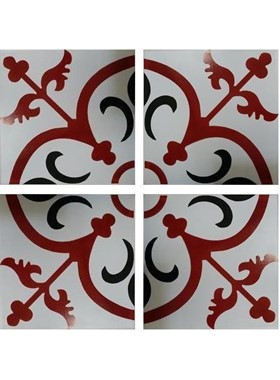 MARGOT RED 20Χ20 - ΧΕΙΡΟΠΟΙΗΤΟ ΠΛΑΚΑΚΙ VINTAGE ΔΑΠΕΔΟΥ / ΤΟΙΧΟΥ