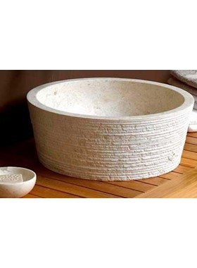 JAVA BEIGE Φ 40 x H15 cm - ΠΕΤΡΙΝΟΣ ΝΙΠΤΗΡΑΣ ΕΠΙΤΡΑΠΕΖΙΟΣ