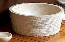 JAVA BEIGE Φ 40 x H15 cm - ΠΕΤΡΙΝΟΣ ΝΙΠΤΗΡΑΣ ΕΠΙΤΡΑΠΕΖΙΟΣ