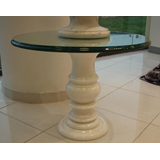 ΒΑΣH/ΚΟΛΩΝA ΛΕΥΚΟΥ ΜΑΡΜΑΡΟΥ ΓΙΑ ΤΗ ΣΤΗΡΙΞΗ ΧΑΜΗΛΟΥ ΤΡΑΠΕΖΙΟΥ ΜΕ ΚΡΥΣΤΑΛΛΟ Φ60CM