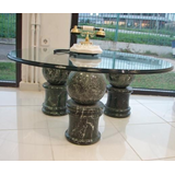 ΒΑΣΕΙΣ/ΚΟΛΩΝΕΣ ΠΡΑΣΙΝΟΥ ΜΑΡΜΑΡΟΥ ΜΕ ΜΠΑΛΑ ΓΙΑ ΣΤΗΡΙΞΗ ΤΡΑΠΕΖΙΟΥ ΚΡΥΣΤΑΛΛΟ Φ100cm