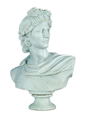 APOLLO H75cm - ΠΡΟΤΟΜΗ ΤΟΥ ΘΕΟΥ ΑΠΟΛΛΩΝΑ ΑΠΟ ΛΕΥΚΟ ΜΑΡΜΑΡΟ APOLLOS BUST MADE OF WHITE MARBLE