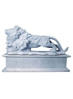 LEONE AGGRESSIVO 45X170X125cm ΛΙΟΝΤΑΡΙ - ΓΛΥΠΤO ΑΠΟ ΦΥΣΙΚΟ ΜΑΡΜΑΡΟ - LION MADE OF WHITE MARBLE