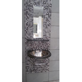 ΠΑΓΚΟΣ ΜΠΑΝΙΟΥ ΑΠΟ ΓΡΑΝΙΤΗ 52Χ48CM ΜΕ ΚΑΘΡΕΠΤΗ, ΝΙΠΤΗΡΑ INOX Φ42CM ΚΑΙ ΕΤΑΖΕΡΑ