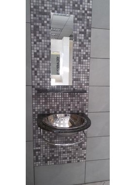 ΠΑΓΚΟΣ ΜΠΑΝΙΟΥ ΑΠΟ ΓΡΑΝΙΤΗ 52Χ48CM ΜΕ ΚΑΘΡΕΠΤΗ, ΝΙΠΤΗΡΑ INOX Φ42CM ΚΑΙ ΕΤΑΖΕΡΑ