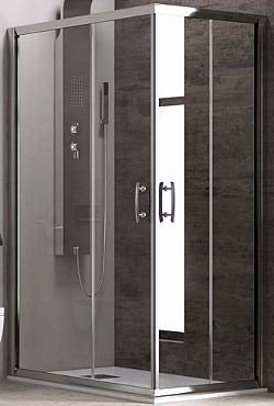 ΚΑΜΠΙΝΑ ΟΡΘΟΓΩΝΙΑ F100 (140x70xY190cm) CORNER ENTRY - ΔΙΑΦΑΝΟ ΚΡΥΣΤΑΛΛΟ ΚΑΤΑ ΤΩΝ ΑΛΑΤΩΝ