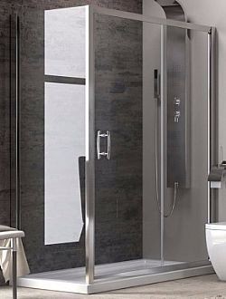 ΚΑΜΠΙΝΑ ΟΡΘΟΓΩΝΙΑ F500+SN10 (150x80xY190cm) - ΔΙΑΦΑΝΟ ΚΡΥΣΤΑΛΛΟ ΚΑΤΑ ΤΩΝ ΑΛΑΤΩΝ