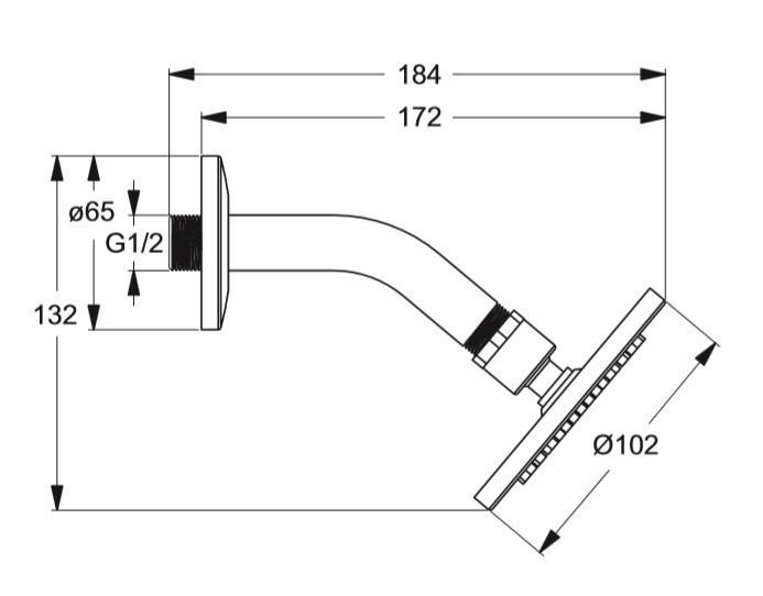 IDEAL STANDARD B9436AA - ΣΤΡΟΓΓΥΛΗ ΚΕΦΑΛΗ ΝΤΟΥΣ 10cm ΜΕ ΒΡΑΧΙΟΝΑ ΤΟΙΧΟΥ