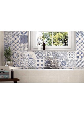 SKR DECORO BIANCO 44.2X44.2 - ΓΡΑΝΙΤΟΠΛΑΚΑΚΙ ΣΕ ΜΠΛΕ PATCHWORK ΜΟΤΙΒΟ
