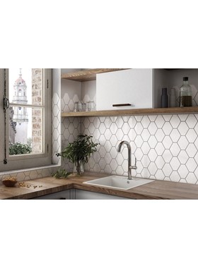 SCALE BENZENE WHITE 10.8X12.4cm - ΕΞΑΓΩΝΑ ΠΛΑΚΑΚΙΑ ΚΟΥΖΙΝΑΣ