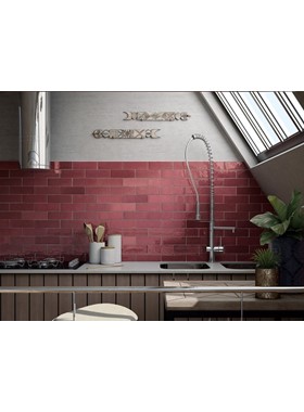 ARTISAN BURGUNDY 6.5X20cm - ΚΕΡΑΜΙΚΑ ΓΥΑΛΙΣΤΕΡΑ ΤΟΥΒΛΑΚΙΑ ΚΟΥΖΙΝΑΣ ΠΟΡΦΥΡΑ