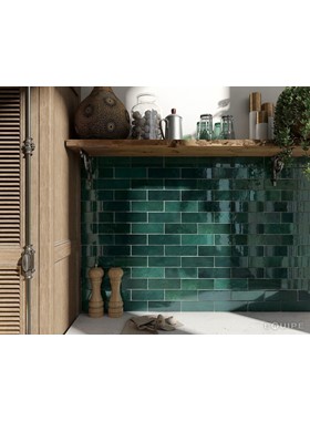 ARTISAN MOSS GREEN 6.5X20cm - ΓΥΑΛΙΣΤΕΡΑ ΤΟΥΒΛΑΚΙΑ ΜΠΑΝΙΟΥ ΣΕ ΣΚΟΥΡΟ ΠΡΑΣΙΝΟ