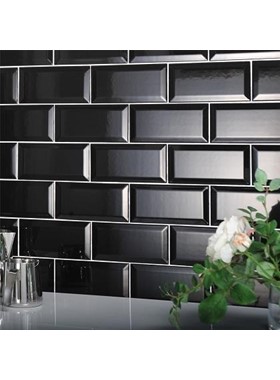 BISEL BLACK 10Χ20 - ΚΕΡΑΜΙΚΟ ΠΛΑΚΑΚΙ ΜΑΥΡΟ ΓΥΑΛΙΣΤΕΡΟ ΜΠΙΖΕΛΑΤΟ