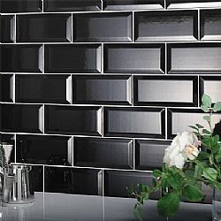 BISEL BLACK 10Χ20 - ΚΕΡΑΜΙΚΟ ΠΛΑΚΑΚΙ ΜΑΥΡΟ ΓΥΑΛΙΣΤΕΡΟ ΜΠΙΖΕΛΑΤΟ