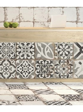 ANT.PATCHWORK 33Χ33 - ΑΣΠΡΟΜΑΥΡΑ ΠΛΑΚΑΚΙΑ VINTAGE PATCHWORK 