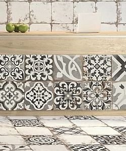 ANT.PATCHWORK 33Χ33 - ΑΣΠΡΟΜΑΥΡΑ ΓΡΑΝΙΤΟΠΛΑΚΑΚΙΑ RUSTIC VINTAGE PATCHWORK 