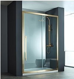 ΚΑΜΠΙΝΑ ΝΤΟΥΣΙΕΡΑΣ DEVON NOXX SLIDER SLN140C-211 GOLD BRUSHED PVD (142-145)cm x h200cm CLEAN GLASS
