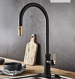 ARMANDO VICARIO URBAN 400702-400201 - ΜΠΑΤΑΡΙΑ ΚΟΥΖΙΝΑΣ ΜΕ ΝΤΟΥΣ BLACK MAT-GOLD BRUSHED