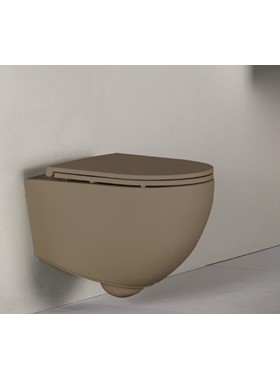 BIANCO LENTA RIMLESS 381600C-530 - ΚΑΦΕ ΛΕΚΑΝΗ ΚΡΕΜΑΣΤΗ TAUPE MATT (53cm) ME SOFT ΚΑΘΙΣΜΑ