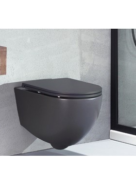 BIANCO LENTA RIMLESS 381600C-421 - ΛΕΚΑΝΗ ΚΡΕΜΑΣΤΗ ANTHRACITE MATT (53cm) ME SOFT ΚΑΘΙΣΜΑ