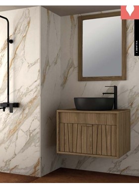 ΕΠΙΠΛΟ ΜΠΑΝΙΟΥ VILLAGE 1 70Χ50CM ΣΕ ΚΟΝΤΡΑ ΠΛΑΚΕ ΘΑΛΑΣΣΗΣ ΜΕ ΚΑΠΛΑΜΑ ΔΡΥ