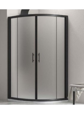 ΚΑΜΠΙΝΑ ΝΤΟΥΣΙΕΡΑΣ ΗΜΙΚΥΚΛΙΚΗ F200 NERO (80x80x190cm) - ΜΑΤ ΚΡΥΣΤΑΛΛΟ ΚΑΤΑ ΤΩΝ ΑΛΑΤΩΝ