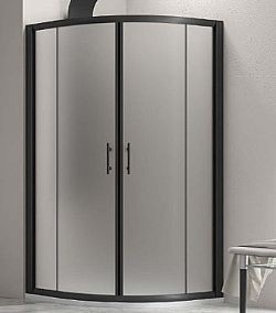 ΚΑΜΠΙΝΑ ΝΤΟΥΣΙΕΡΑΣ ΗΜΙΚΥΚΛΙΚΗ F200 NERO (90x90x190cm) - ΜΑΤ ΚΡΥΣΤΑΛΛΟ ΚΑΤΑ ΤΩΝ ΑΛΑΤΩΝ