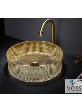 VOSS RING-S VL1040-200 GLASS GOLD - ΝΙΠΤΗΡΑΣ ΓΥΑΛΙΝΟΣ Φ40cm ΕΠΙΤΡΑΠΕΖΙΟΣ