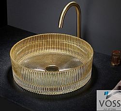 VOSS RING-S VL1040-200 GLASS GOLD - ΝΙΠΤΗΡΑΣ ΓΥΑΛΙΝΟΣ Φ40cm ΕΠΙΤΡΑΠΕΖΙΟΣ