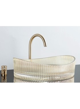 VOSS CAVO VL1150-200 GLASS GOLD - ΝΙΠΤΗΡΑΣ ΓΥΑΛΙΝΟΣ 50x37,5cm ΕΠΙΤΡΑΠΕΖΙΟΣ