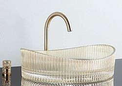 VOSS CAVO VL1150-200 GLASS GOLD - ΝΙΠΤΗΡΑΣ ΓΥΑΛΙΝΟΣ 50x37,5cm ΕΠΙΤΡΑΠΕΖΙΟΣ