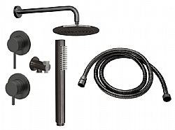 CORA COSMO INOX 316L PVD BLACK BRUSHED SET ΕΝΤΟΙΧΙΣΜΟΥ ΝΤΟΥΣ 2 ΕΞΟΔΩΝ ΝΕΡΟΥ (ΝΤΟΥΣ ΧΕΙΡΟΣ,ΟΡΟΦΗΣ)