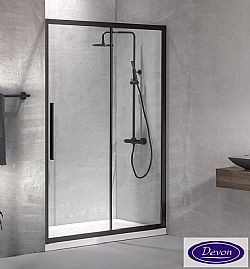 ΜΑΥΡΗ ΚΑΜΠΙΝΑ ΝΤΟΥΣΙΕΡΑΣ DEVON FLOW SLIDER 1+1 BLACK MATT SLF130C-400 (127-131 cm) - ΚΡΥΣΤΑΛΛΟ ΚΑΤΑ ΑΛΑΤΩΝ