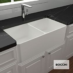 BOCCHI 1601-300 84x46cm - ΝΕΡΟΧΥΤΗΣ ΠΟΡΣΕΛΑΝΗΣ ΕΠΙΚΑΘΗΜΕΝΟΣ ΛΕΥΚΟΣ ΓΥΑΛΙΣΤΕΡΟΣ 2 ΟΨΕΩΝ