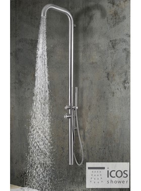 ICOS SHOWER ETNA MIX - ΕΠΙΤΟΙΧΗ ΑΝΟΞΕΙΔΩΤΗ ΑΝΑΜΙΚΤΙΚΗ ΣΤΗΛΗ ΝΤΟΥΣ ΕΞΩΤΕΡΙΚΟΥ ΧΩΡΟΥ 2 ΕΞΟΔΩΝ INOX