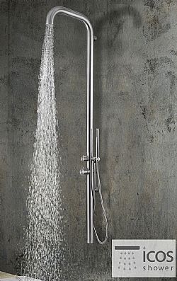 ICOS SHOWER ETNA MIX - ΕΠΙΤΟΙΧΗ ΑΝΟΞΕΙΔΩΤΗ ΑΝΑΜΙΚΤΙΚΗ ΣΤΗΛΗ ΝΤΟΥΣ ΕΞΩΤΕΡΙΚΟΥ ΧΩΡΟΥ 2 ΕΞΟΔΩΝ INOX