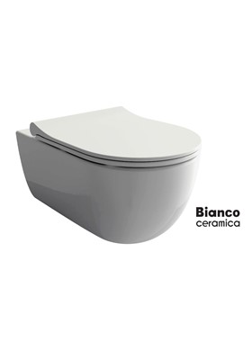 BIANCO CERAMICA NORA 341600SC RIMLESS - ΛΕΚΑΝΗ ΚΡΕΜΑΣΤΗ 54,5 cm ΜΕ ΚΑΘΙΣΜΑ SLIM SOFT CLOSING