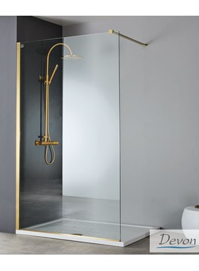 ΠΑΝΕΛ ΝΤΟΥΣΙΕΡΑΣ ΣΤΑΘΕΡΟ DEVON IWH100C GOLD BRUSHED PVD (100x220cm) ΔΙΑΦΑΝΟ ΚΡΥΣΤΑΛΛΟ ΚΑΤΑ ΤΩΝ ΑΛΑΤΩΝ
