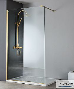 ΠΑΝΕΛ ΝΤΟΥΣΙΕΡΑΣ ΣΤΑΘΕΡΟ DEVON IWH90C GOLD BRUSHED PVD (90x220cm) ΔΙΑΦΑΝΟ ΚΡΥΣΤΑΛΛΟ ΚΑΤΑ ΤΩΝ ΑΛΑΤΩΝ