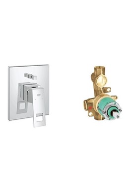 GROHE EUROCUBE ΧΡΩΜΕ - ΜΙΚΤΗΣ ΕΝΤΟΙΧΙΣΜΟΥ 2 ΕΞΟΔΩΝ ΝΕΡΟΥ ΜΕ ΕΚΤΡΟΠΕΑ - ΕΞΩΤΕΡΙΚΟ+ΕΣΩΤΕΡΙΚΟ ΤΜΗΜΑ